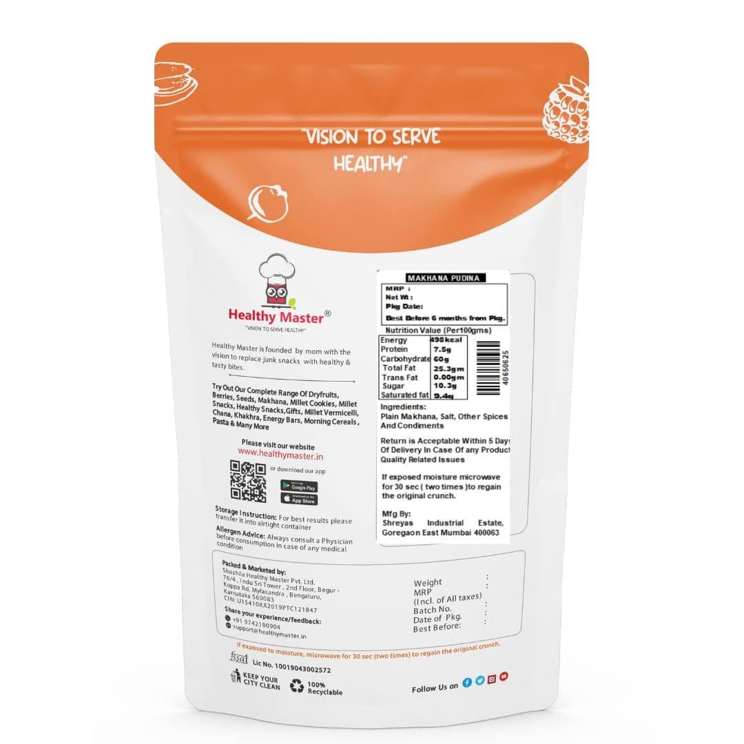 Healthy Master Roasted Makhana Pudina (Fox Nuts) 120 GM | Keto, Diabetic & Jain Friendly | Tasty &Crispy | Healthy Munchies | Snacks — image 2