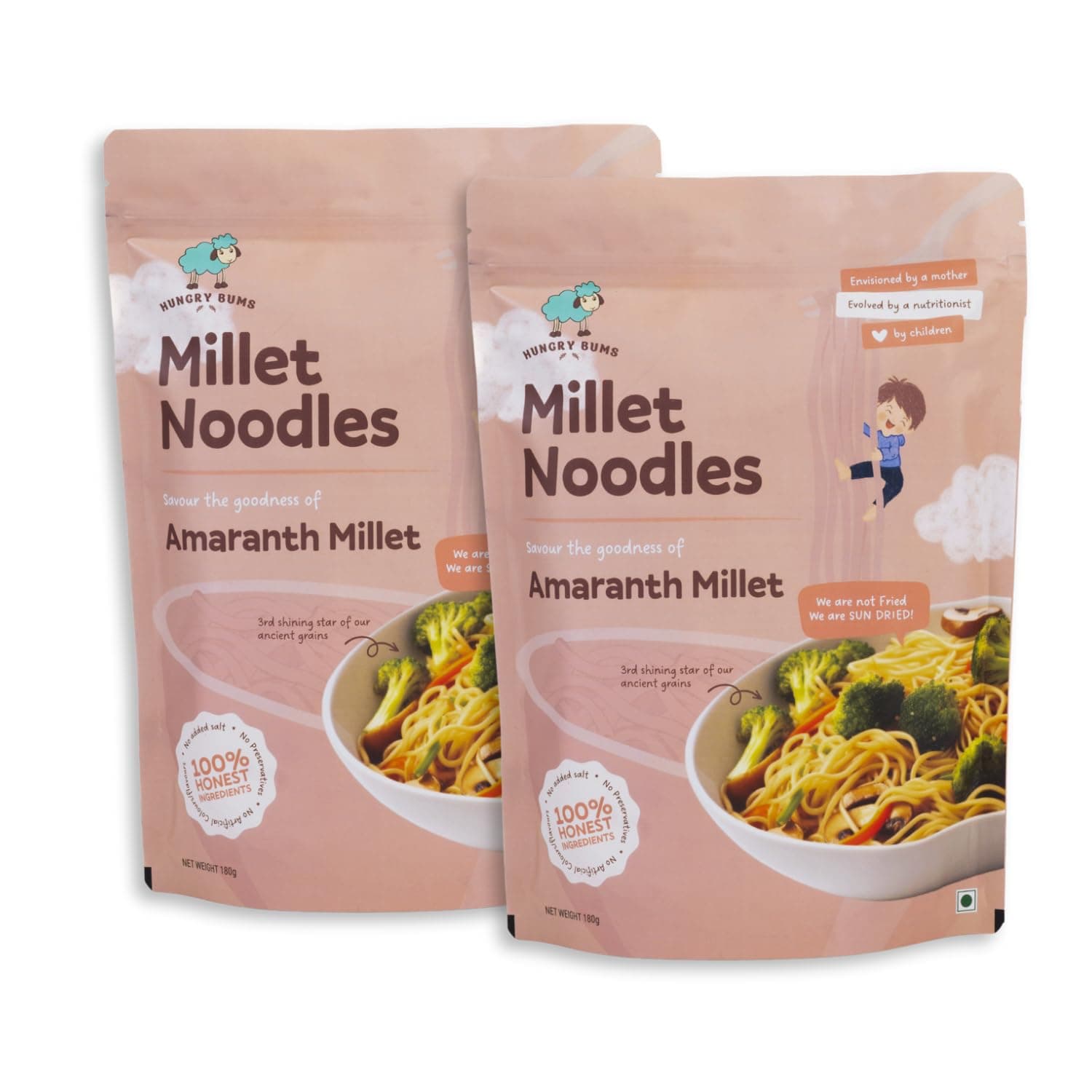 Amaranth Millet Noodles - Pack Of 2 (180gm each) | 100% Sun Dried, Non-Fried Vegan Noodles | High in Fibers, Minerals and Antioxidants | Lactose-Free, No Maida, No MSG, No Preservatives — image 2