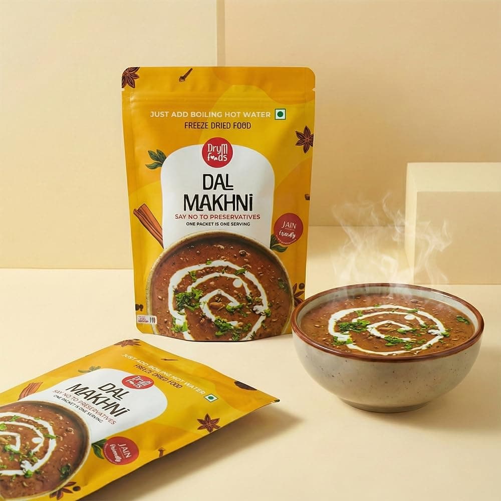 DryM Foods Jain Dal Makhani 250g | Jain Food | Freeze-Dried Ready to Eat | Preservative-Free Authentic Indian Curry | Just Add Hot Water | Travel & Camping Food | Long Shelf Life — image 2