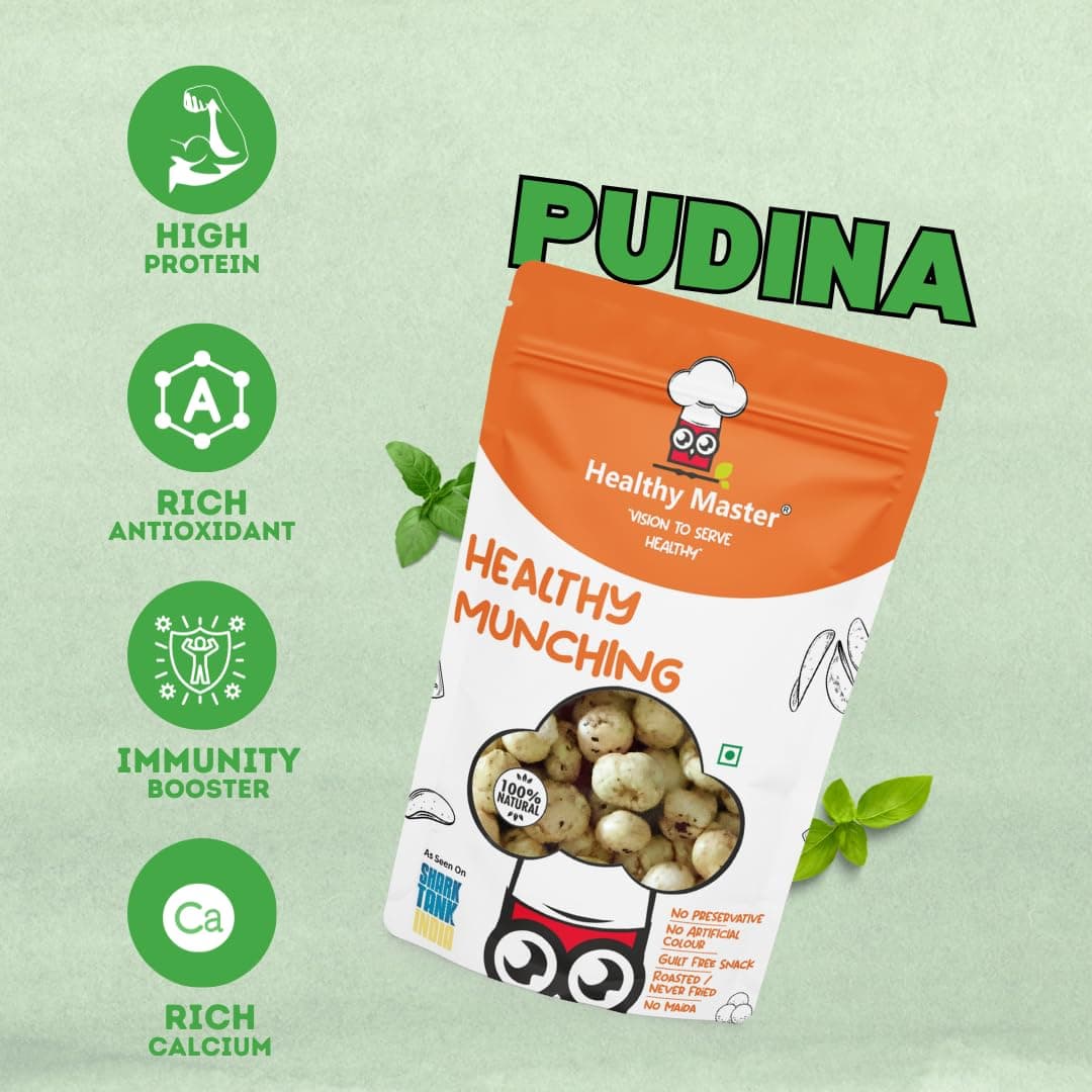 Healthy Master Roasted Makhana Pudina (Fox Nuts) 120 GM | Keto, Diabetic & Jain Friendly | Tasty &Crispy | Healthy Munchies | Snacks — image 4