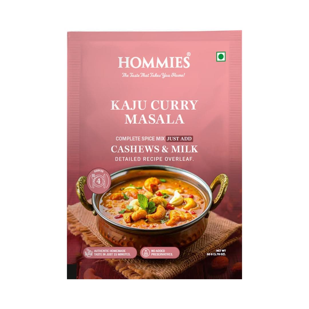 Hommies Dhaba Kaju Curry Masala Spice Mix | Ready to Cook in 15 Mins | Just Add Paneer & Milk | Shahi Cashew Curry Masala | Serves 4 | Made with Cashew Nuts | No Preservatives | Pack of 4 (200g, 50g Each) — image 2