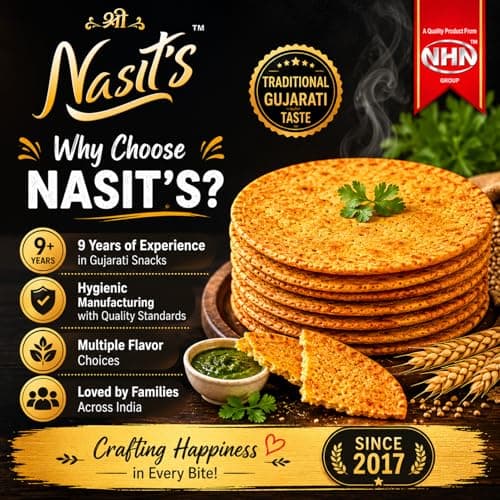 Nasit’s Bhakhri | Thick & Crispy Gujarati Breakfast Snack | Ready to Eat Traditional Bhakhri | Available in Multiple Flavors (Chilli Coriander) — image 6