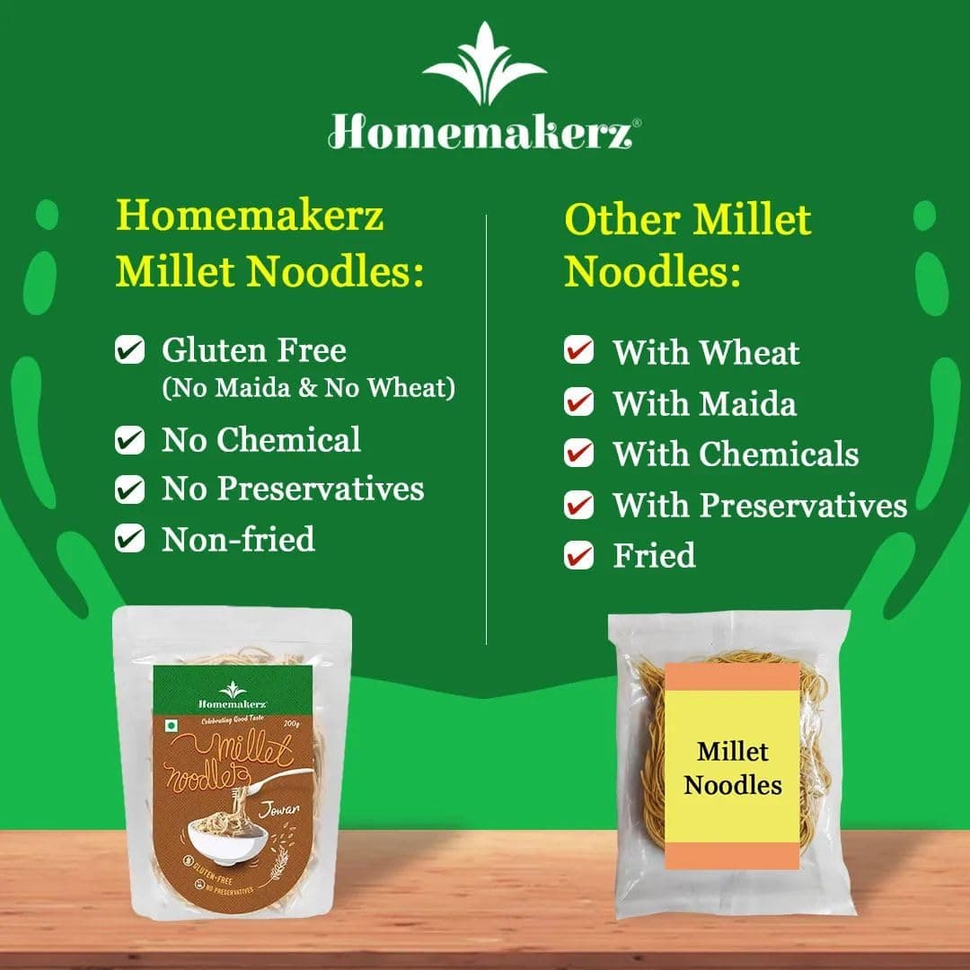 Homemakerz Multigrain Millet Noodles, Natural, Preservative, Gluten & Fat Free, Not Fried & No Oil, Zero Maida & Wheat, Healthy & Tasty Hakka Millet Noodles, 200g — image 4