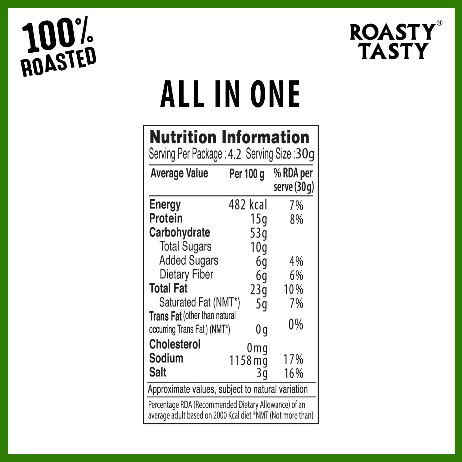 Roasty Tasty All in One | No Onion No Garlic Roasted Namkeen Mix | Healthy Indian Snack with Peanuts, Millets, Dry Fruits | All in1 Mixture Non Fried | 125g x 3 Packs | Millet Namkeen for Diet — image 7