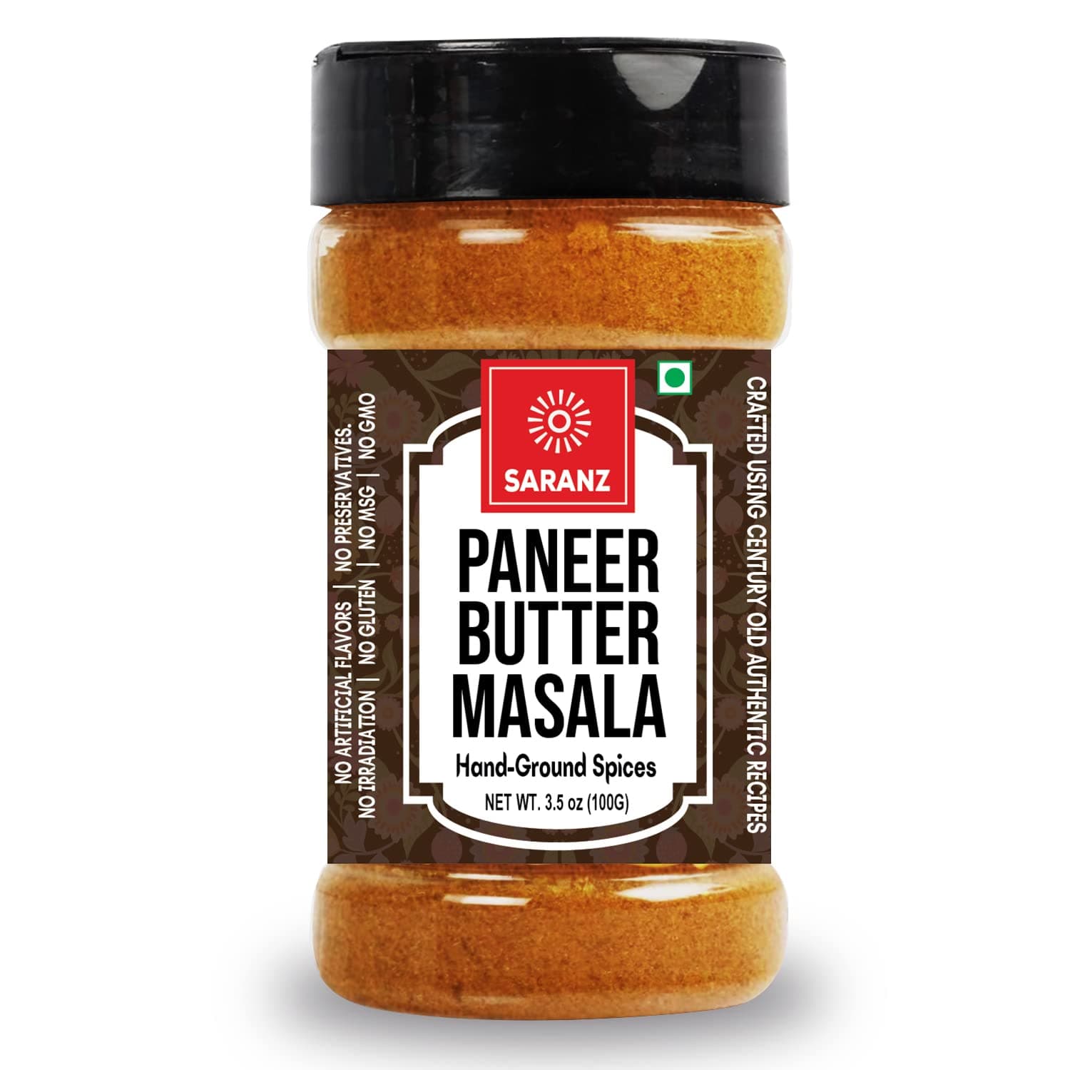 SARANZ Paneer Butter Jain Blended Masala Perfect for Cooking, Ready to Use, No added colours, Spice Powders and Masalas, Premium Artisanal Spices with Rich & Strong Flavour-100 Grams Sprinkler Jar