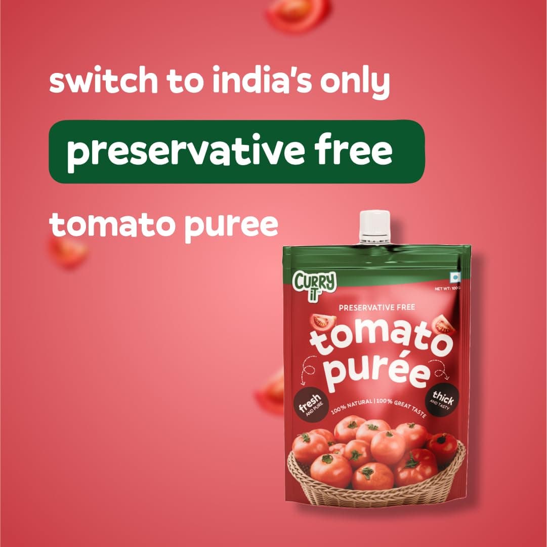 CURRYiT Tomato Puree | Made With 100% Fresh Hand Picked Tomatoes | No onion & Garlic | Tomato Paste For Cooking Pasta & Curries | No Added Preservatives or Colors | Pure & Natural (100g x 3) 300g — image 4