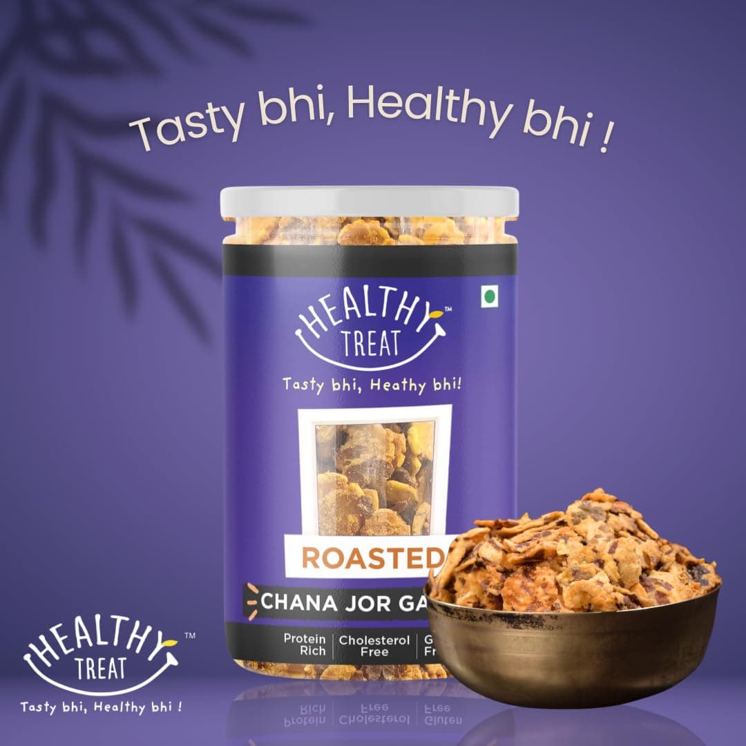 Healthy Treat Roasted Chana Jor Garam 200 gm | Healthy, Roasted Oil-Free Namkeen | Ready-to-eat | Healthy Snacks | Low in calories | Protein-Rich Snack | Roasted Beaten Chana Snack | Gluten Free — image 2