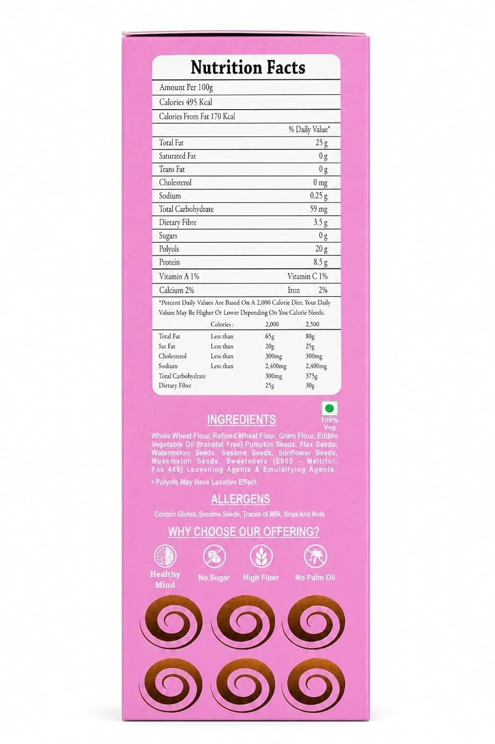 The Nostalgia Bakes Sugar-Free Multiseeds Cookies – Handmade Healthy Biscuits for Diabetics – Natural Seed Mix Cookies with 2019's Original Recipe – Jain Friendly Tea-Time Snack – No Added Sugar — image 2