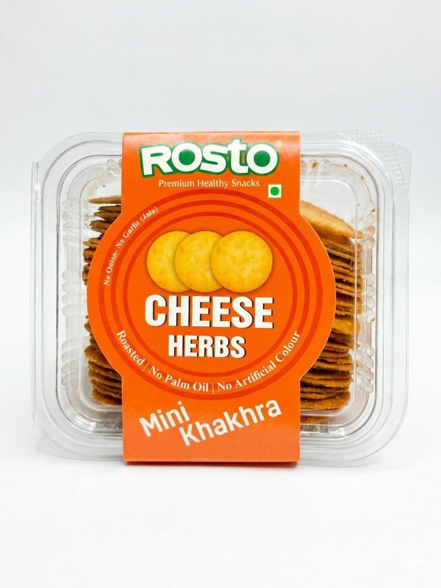 Rosto Cheese Mini Coin Khakhra, Roasted, No Palm Oil, No Artificial Colour, No Onion No Garlic, 200g (Pack of 2) Total 400g — image 3