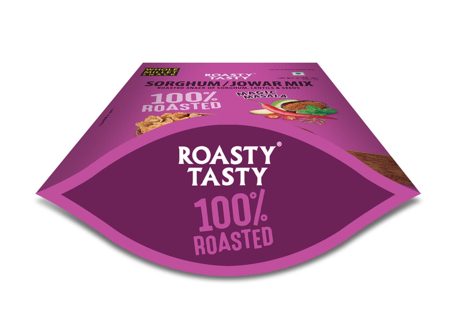 Roasty Tasty Jowar Mix Magic Masala Roasted Snack 340g | Healthy Snack | Gluten Free Jowar Namkeen | Ideal Millet Namkeen for Kids & Adults | Low Calorie Snacks - Roasted Namkeen - No Cholesterol, No Transfat Diet Mixture with Seeds Mix | Millet Snacks Items — image 3