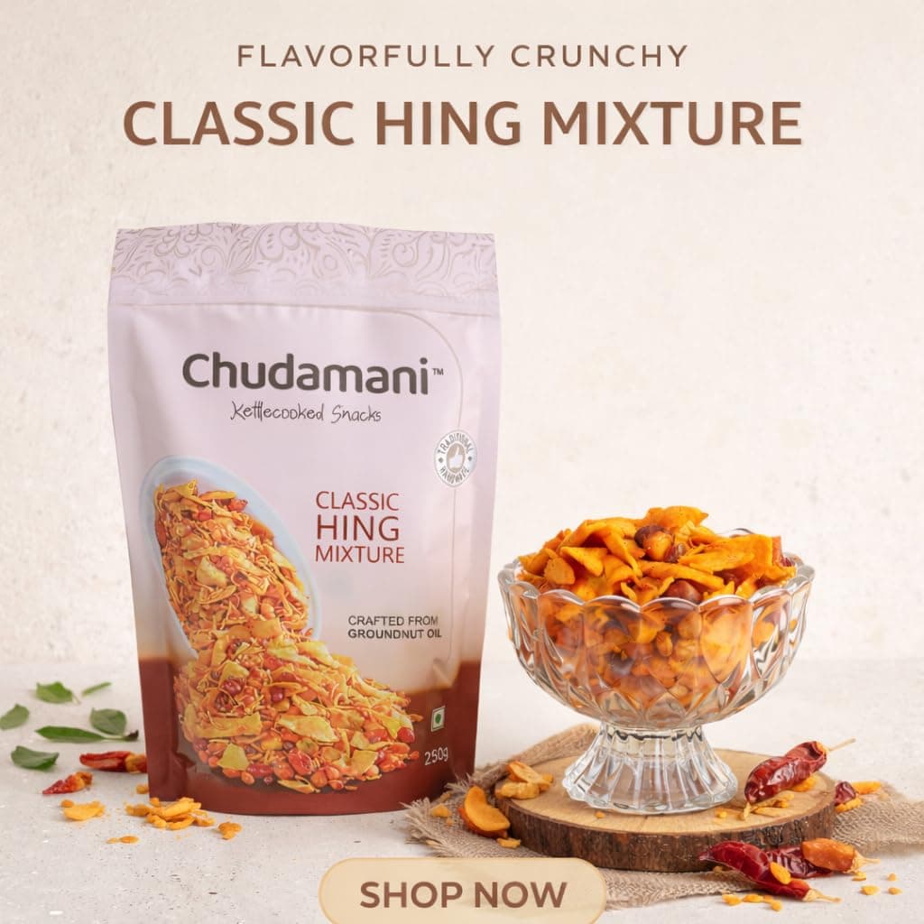 Chudamani Classic Hing Mixture, Kettlecooked Snacks, Traditional Handmade, Crunchy Hing-Flavoured Mixture, Healthy Indian Snacks, Palm Oil Free - 250gm — image 4