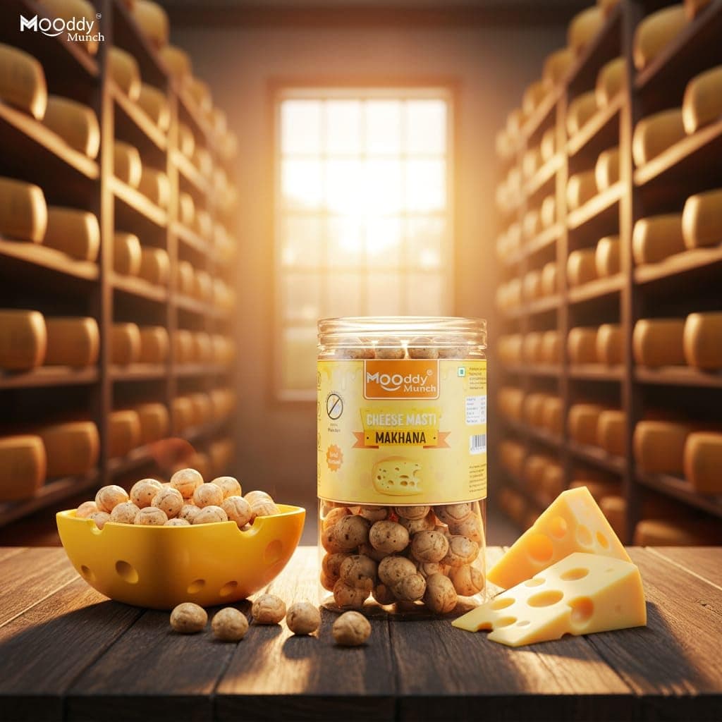 Mooddy Munch Cheese Masti Jain Flavoured & Roasted Makhana (70gm) Healthy Indian Snacks, Jain Variety, No Onion No Garlic. — image 4