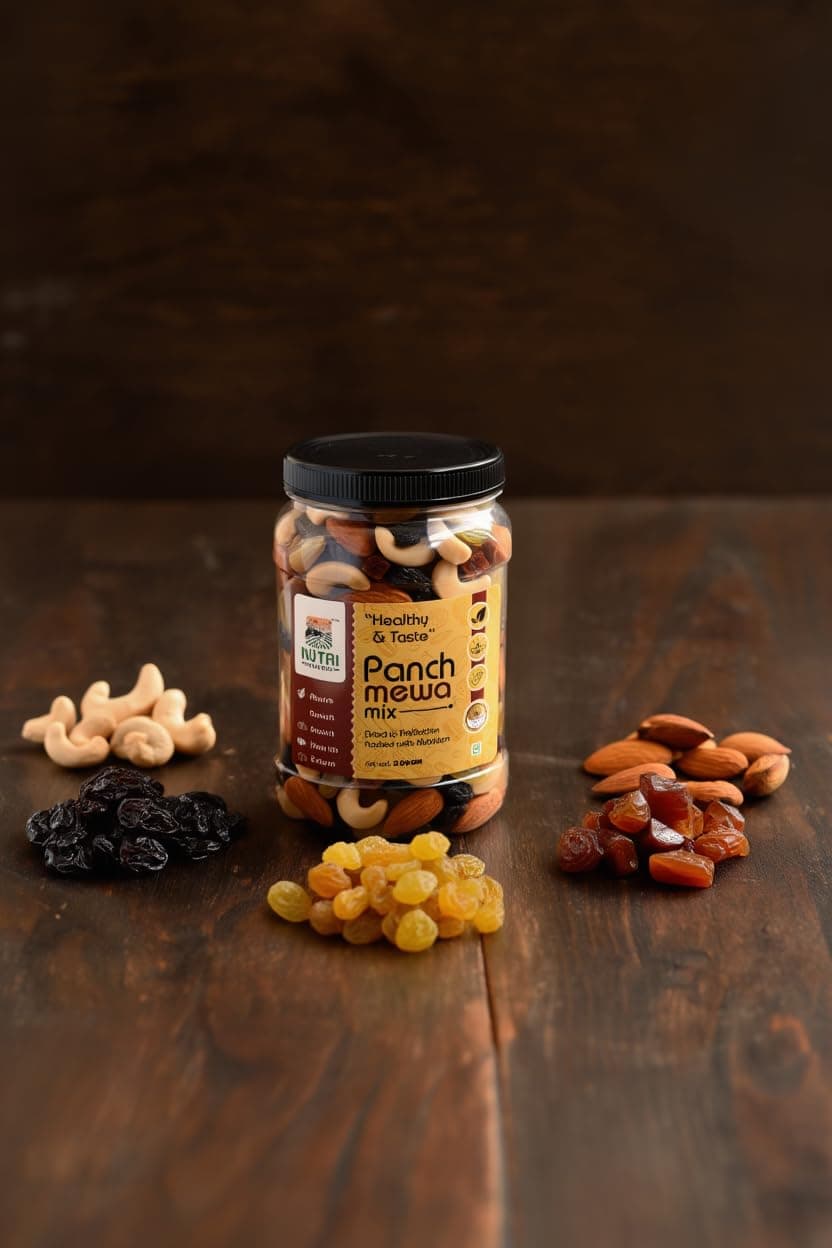 NUTRI HARVEST Premium Dry Fruits Mix pack (Panch Mewa Mix) , Natural Blend of Almonds, Cashews, Black and green Raisins and diced Dates| Fit for Fasting 2*250 (500gram)| (Re-sealable pack for freshness) — image 4