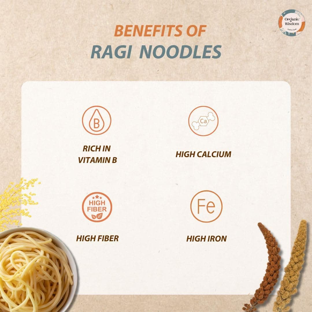 Organic Wisdom Ragi Noodles (Finger Millet) | Healthy Millet Noodles, Pack of 2 – 192g Each | No Maida, Not Fried, Sun Dried | No MSG, No Junk | High Calcium, Iron & Protein | Tastemaker Inside — image 4