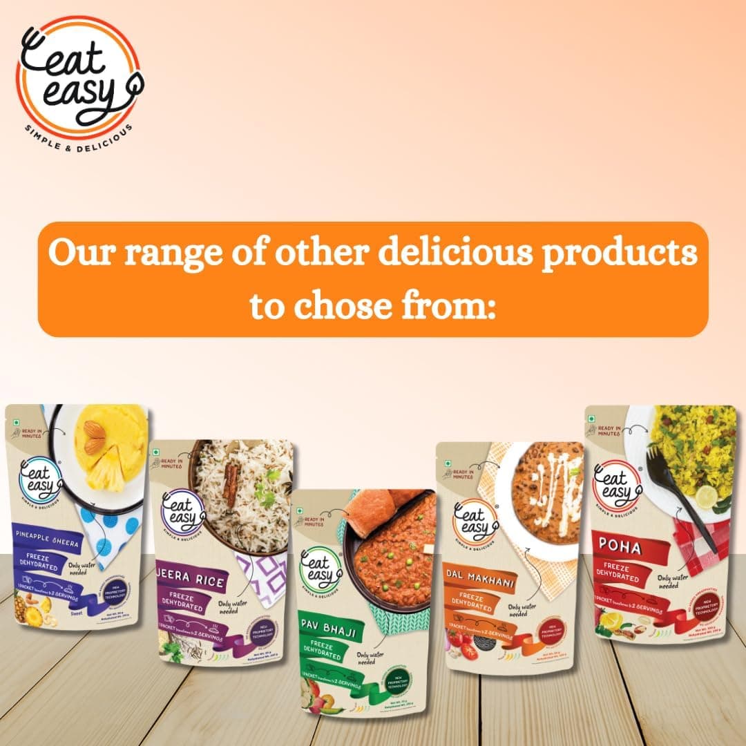 Eat Easy Ready To Eat Jain Dal Tadka, 62gm (Pack of 2), Delicious Instant Food | High Protein & Fiber, Freeze Dehydrated Healthy Instant Travel Food | 100% Veg | No Preservatives | Just Add Water and Cook — image 8