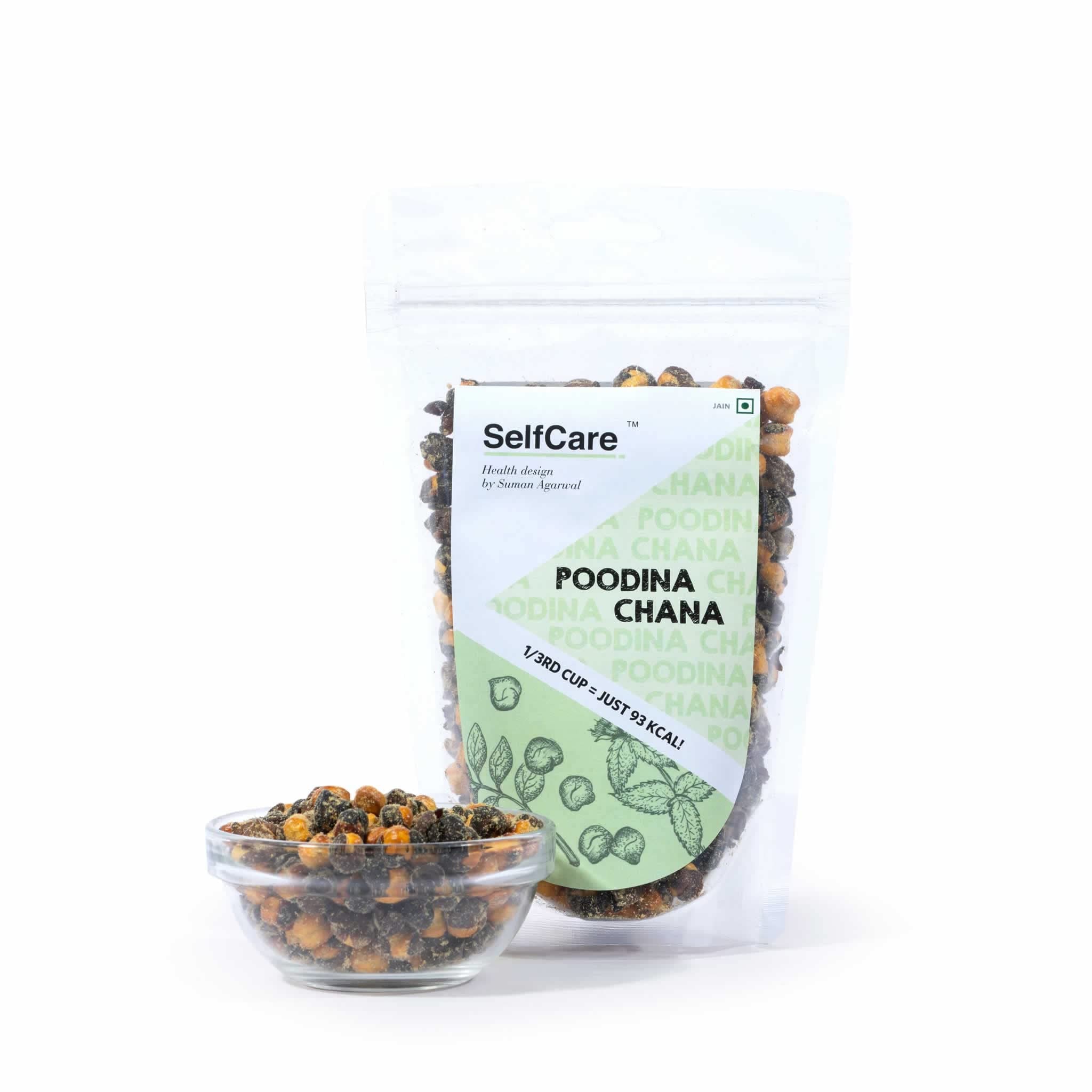 SelfCare By Suman Agarwal Poodina Chana Pack of 1 200g | Roasted - No Added Sugar - Gluten Free | Snacks - Namkeen - Grocery | Spicy Crunchy & Chatpata - Tae time Snakcing | Jain & Travel Friendly