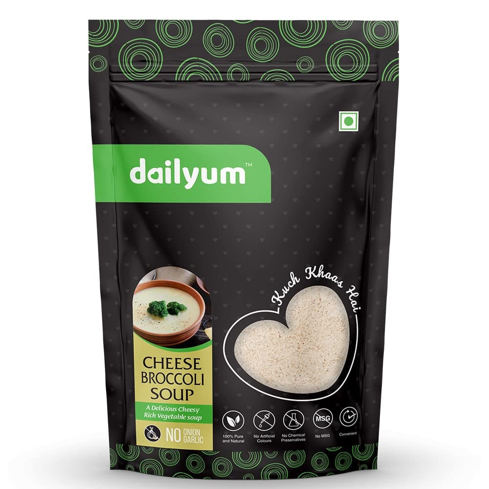 Dailyum Premium Instant Cheese Broccoli Soup | No Onion No Garlic | Pack of 5 | Ready To Eat Instant Soup |100% Natural | No MSG | Serves 5 * 4 | 50g Each | Jain — image 3