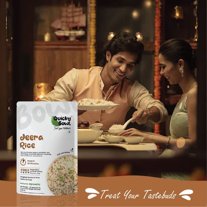 QuickyBowl Jeera Rice | Rice Pilaf with Cumin Seeds | Ready to Eat | Instant Food | (Pack of 3) — image 6