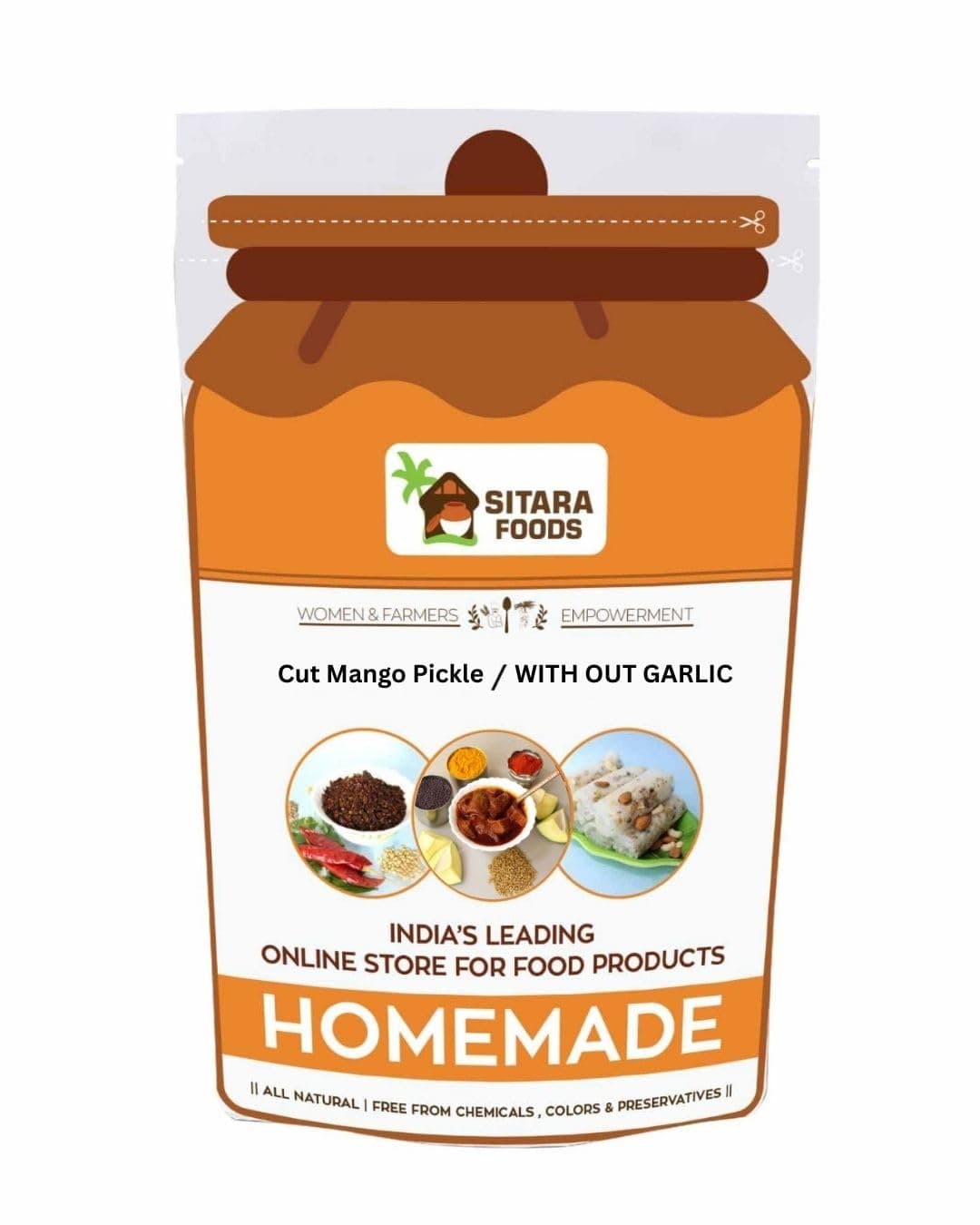 Sitara Foods Jain Mango Avakaya Pickle Without Garlic Aam Ka Achaar Homemade and Handmade 250 Grams pack — image 4