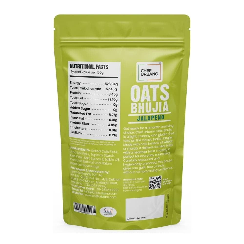 Chef Urbano Oats Bhujia - Jalapeno Flavour (70g) | Gluten Free & Vegan | High Fiber & Protein | No Wheat No Maida | Light & Healthy Everyday Snacking - Pack of 1 — image 2