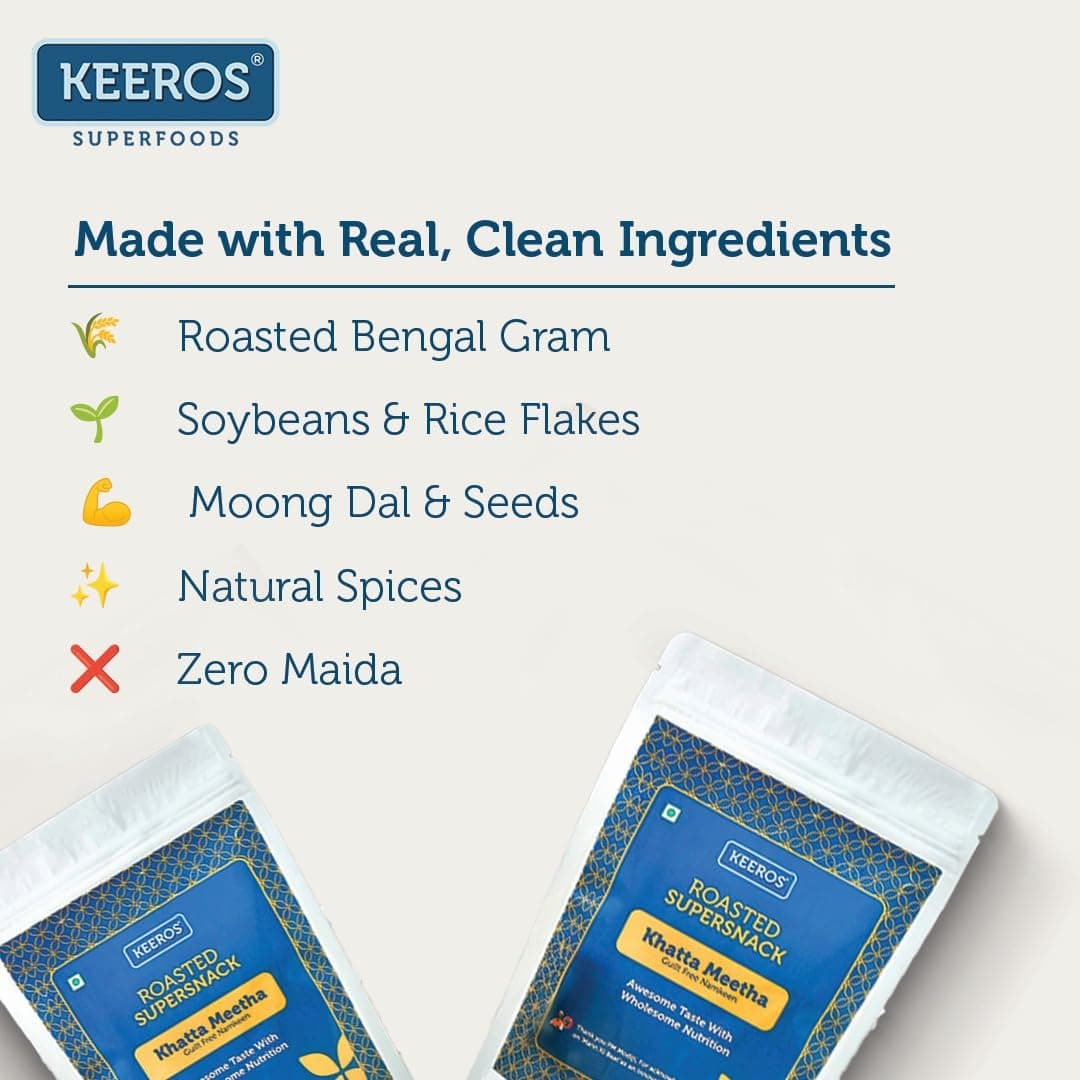 Keeros Roasted Khatta Meetha Namkeen | Diabetic-Friendly, Guilt-Free Snack | High-Fibre, Zero Cholesterol & Trans Fat |200g — image 4
