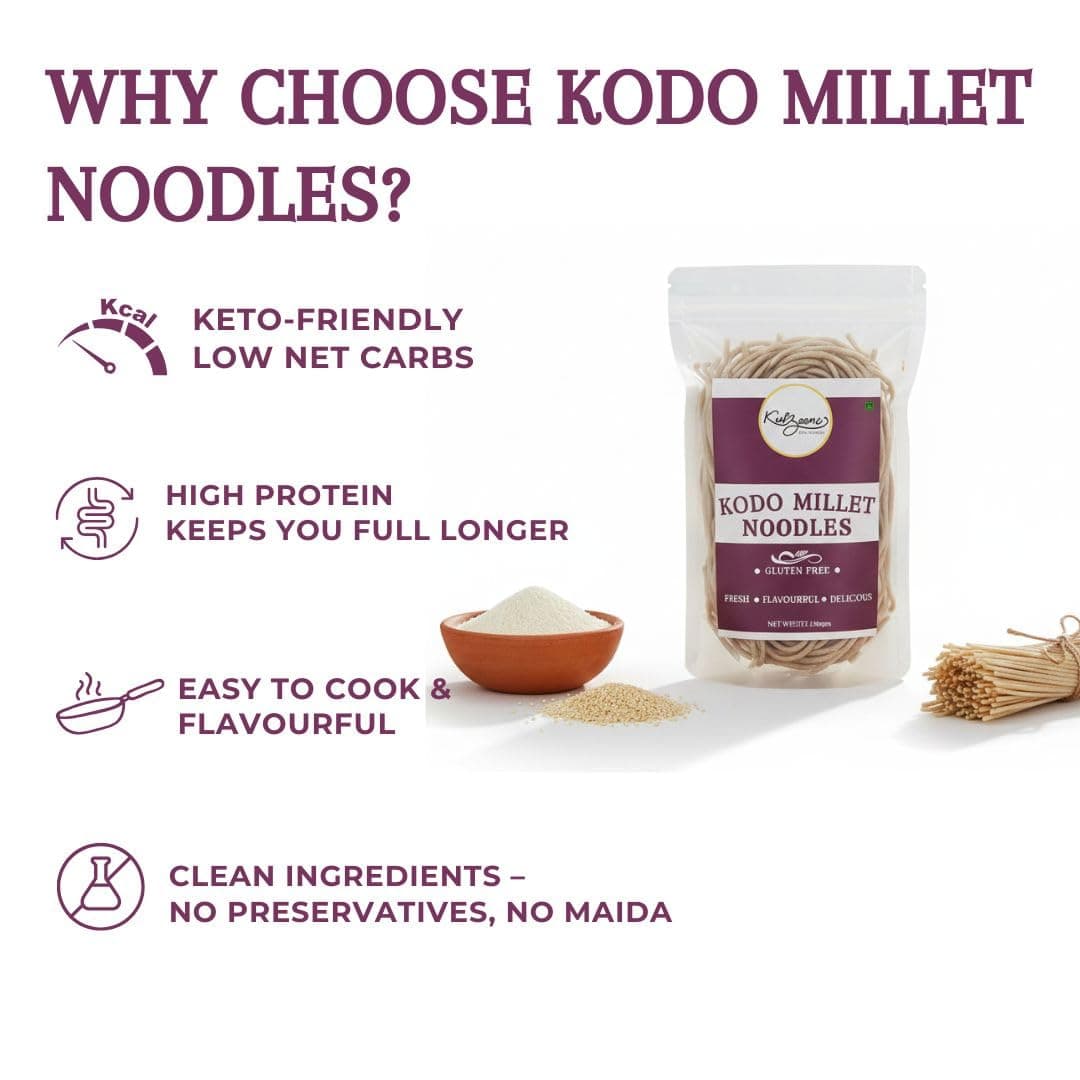 Millet Me by Kuizeens Gluten-Free Kodo Noodles - 110g (Pack of 1) | Protein & Fiber-Rich | Easy-to-Make | Rich in Nutrients | No MSG | No Preservatives | Low Glycemic | Vegan & Wholesome | Easy to Digest Healthy Noodles | Jain | No Onion & Garlic | Ready in Minutes — image 4