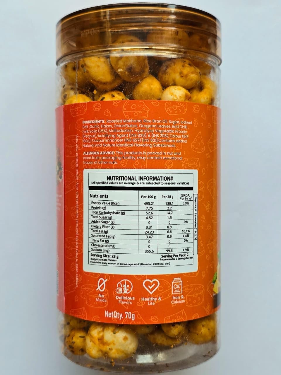 SnackNest Cheese & Herbs Makhana, Roasted Fox Nuts, Gluten Free, No Artificial Flavour, Plant Protein, 70g — image 2