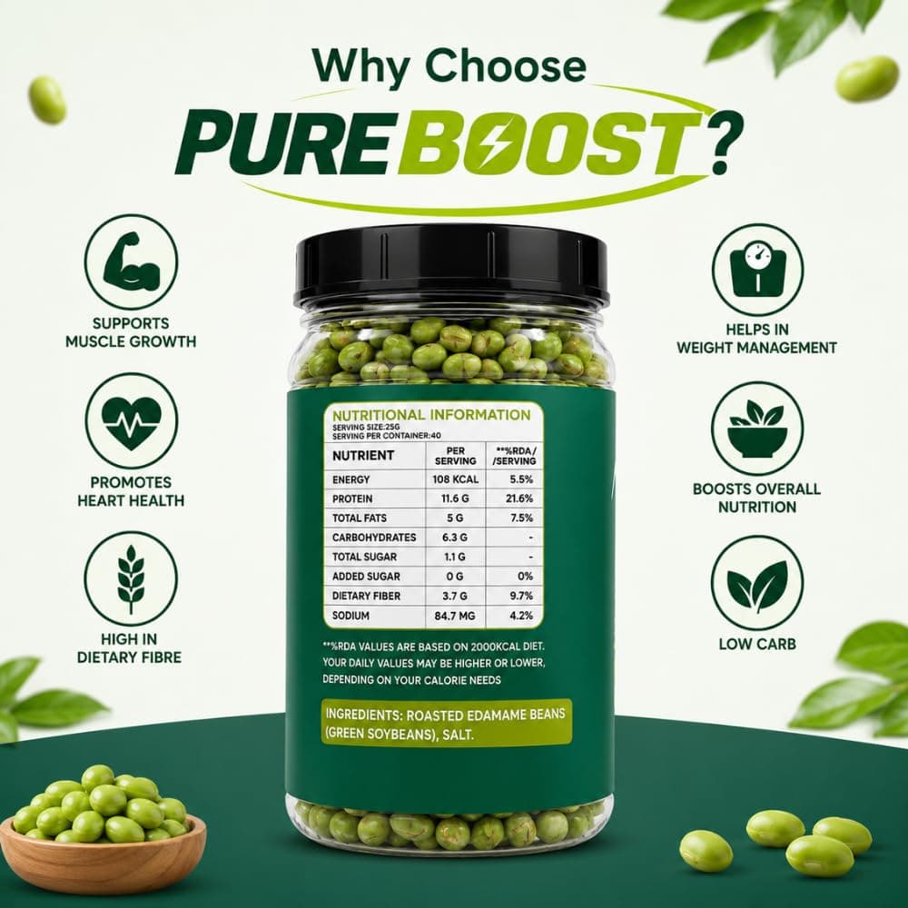 Roasted Salted Edamame, 1 kg (46% Protein, 14% Fiber, Lightly Salted Young Green Soybeans, Highest Plant Protein Supersnack) 500g*2 — image 5