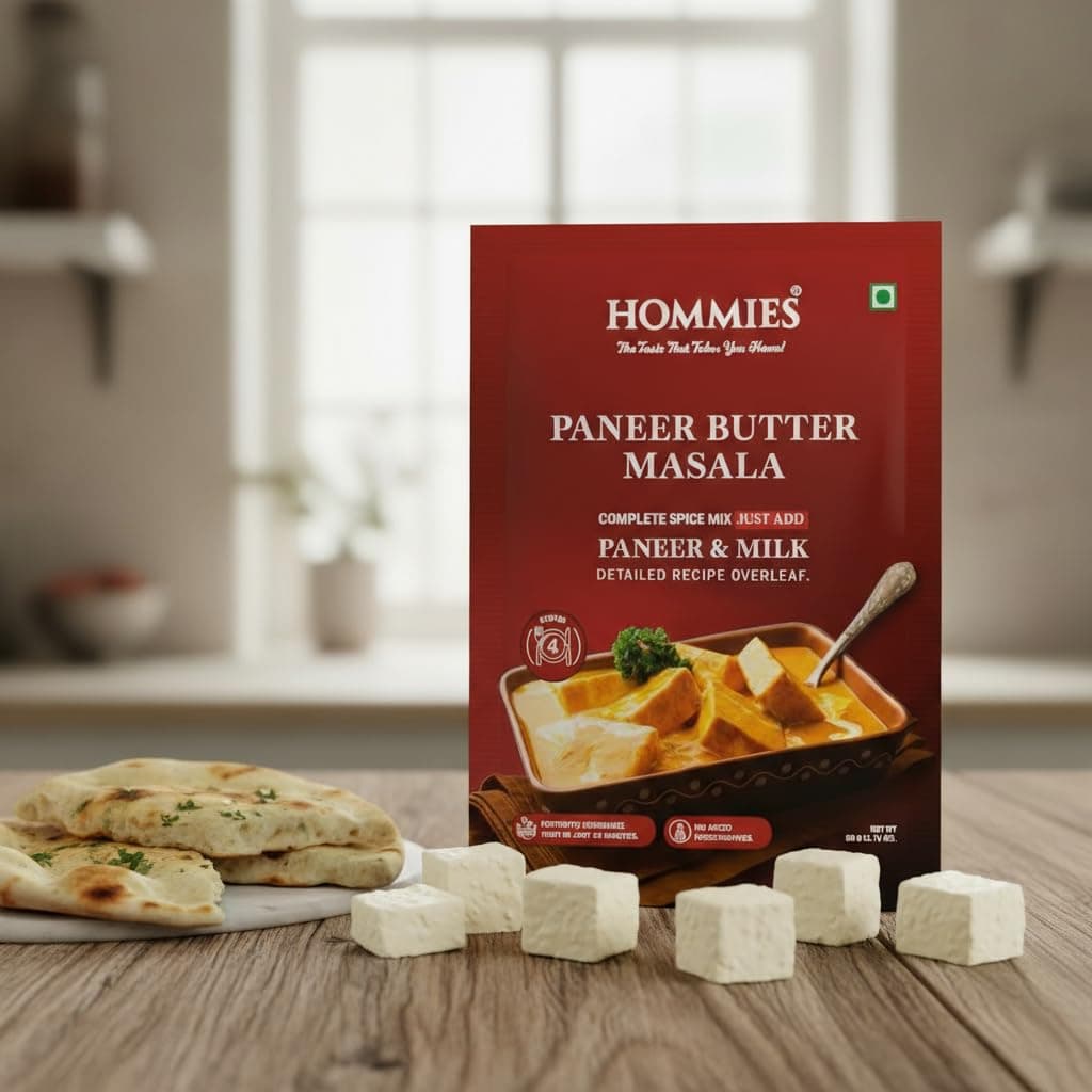 Hommies Dhaba Style Paneer Butter Masala Curry Spice Mix (Pack of 4) | Ready to Cook in 15 mins | Just Add Paneer and Milk | Shahi Paneer Butter Masala Spice Mix | Serves 4 | Made with Cashew Nuts | No Preservatives | 200 gm (50 gm each) — image 5