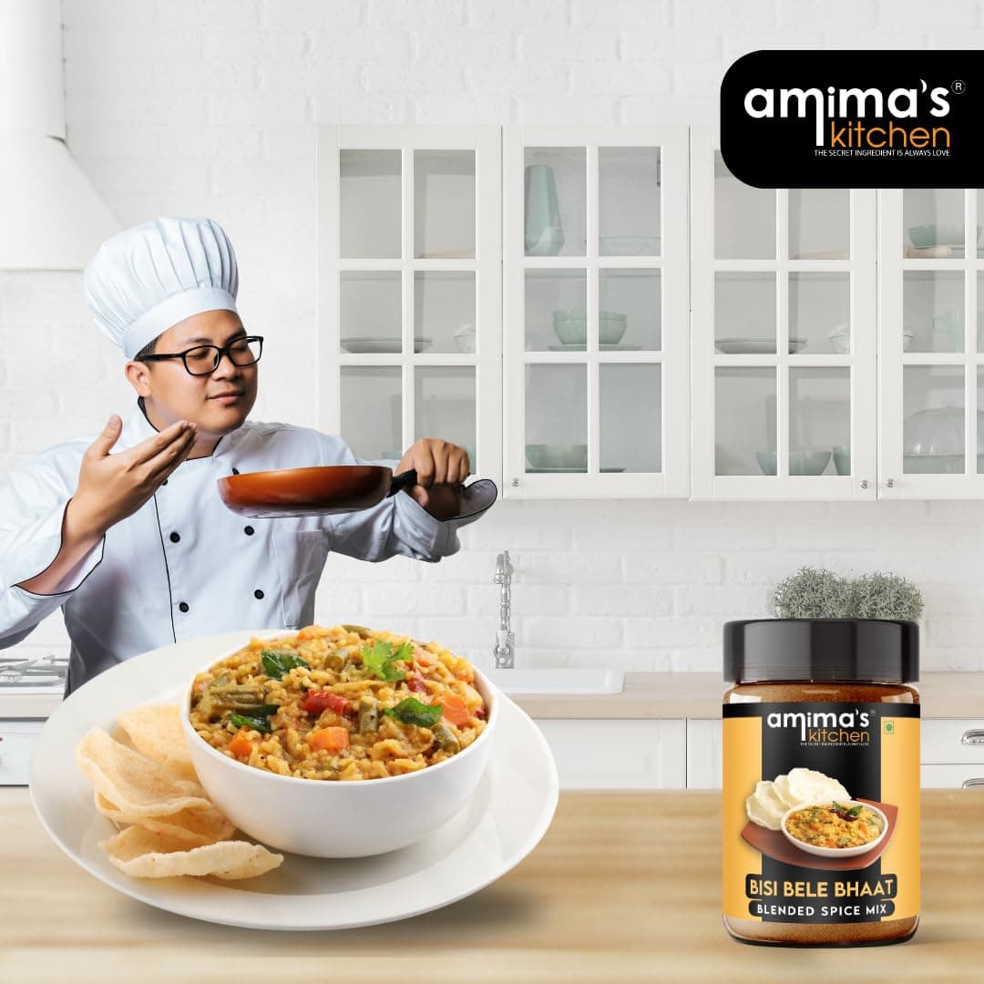 Amima's Kitchen Combo Of Bisi Bele Bhaat + Chettinad Rasam Jain Spice Mix (No Onion No Garlic) – 100 Grams (Pack of 2) | Blended Spice Mix | For Healthy and Delicious Cooking | No Synthetic Flavour & Color | Ready Masala Powder — image 6