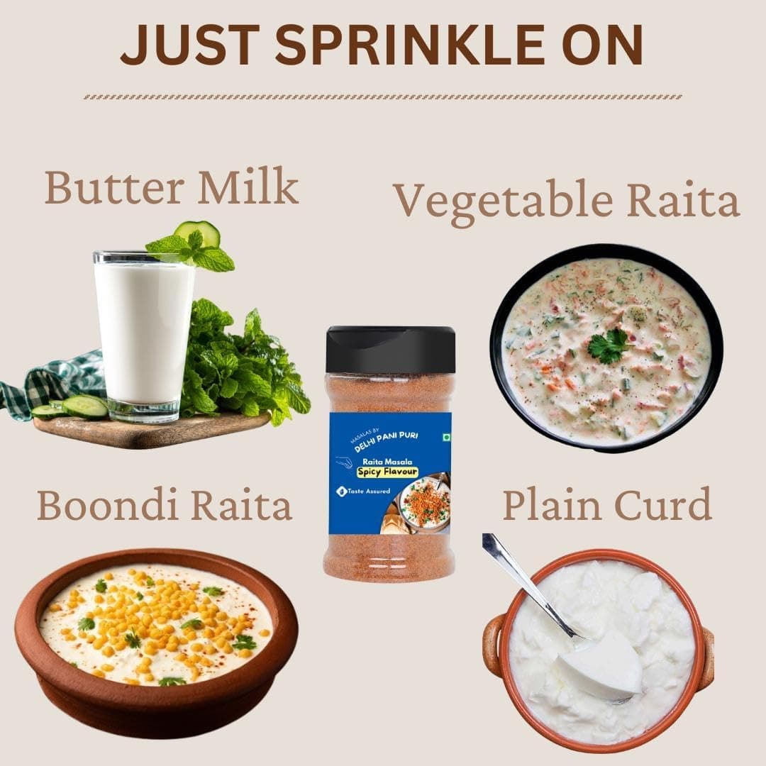Raita Masala | Spicy Flavour Pack of 1 | 100% organic No Chemicals | Desi Spicy Punch | Perfect Seasoning for Buttermilk, Plain Curd, Boondi Raita & Vegetable Raita 90g — image 3