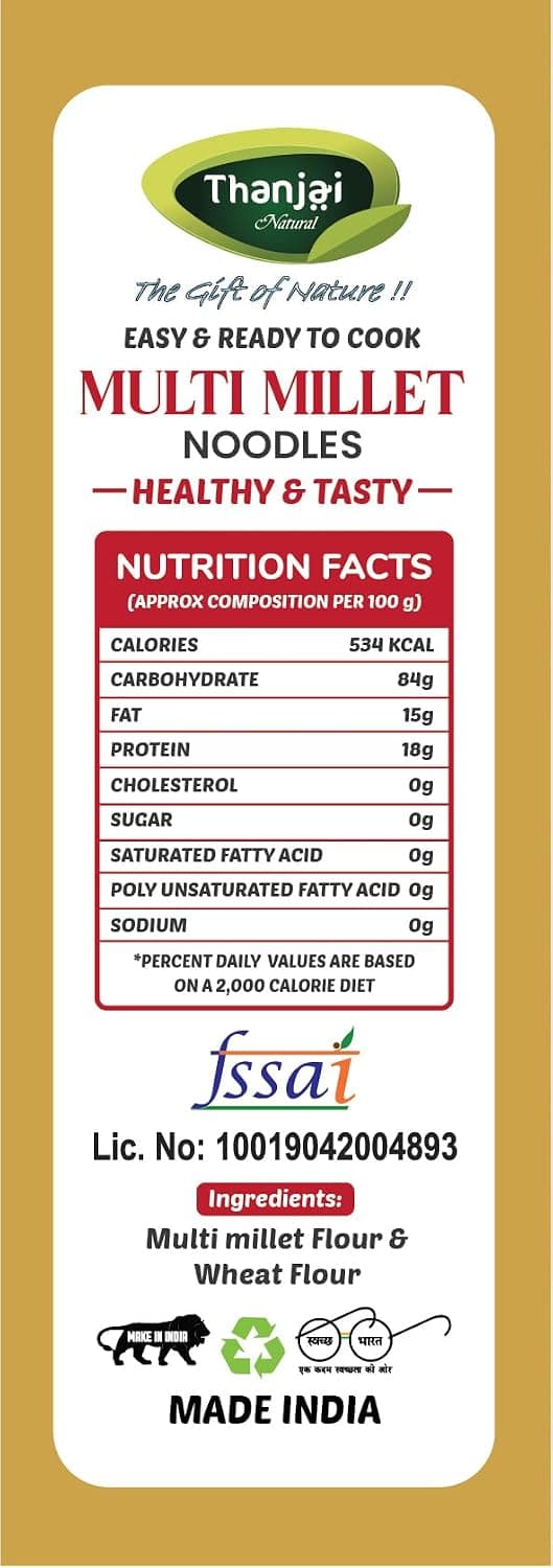 Thanjai Natural Multi Millet Noodles 180 Grams X 8 (No Maida Hakka Noodles, Not Fried, No MSG, Classic and Mild Millet Noodle No Preservatives, No Chemicals, No Artificial Extract) — image 7