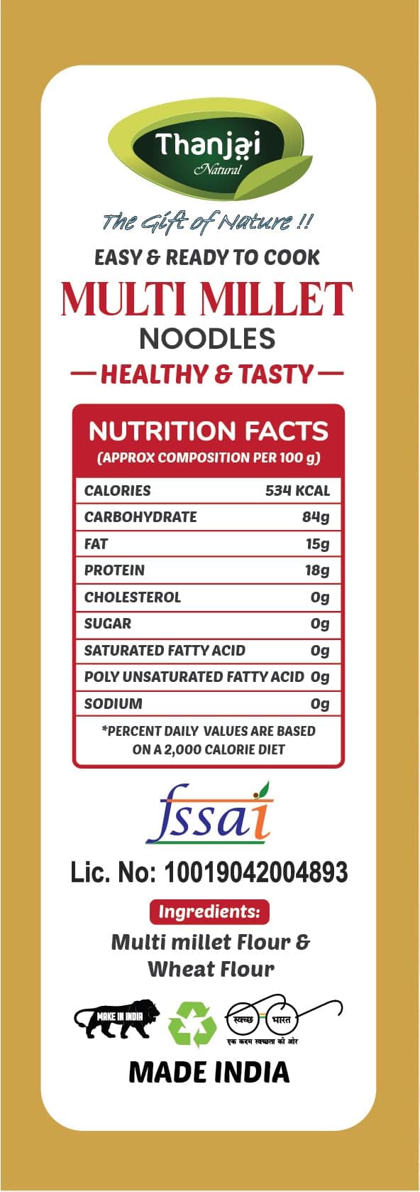 Thanjai Natural Multi Millet Noodles 180 Grams X 5 (900 Grams) of Homemade Natural Millet Noodles(No Preservatives, No Chemicals, No Artificial Extract) — image 8