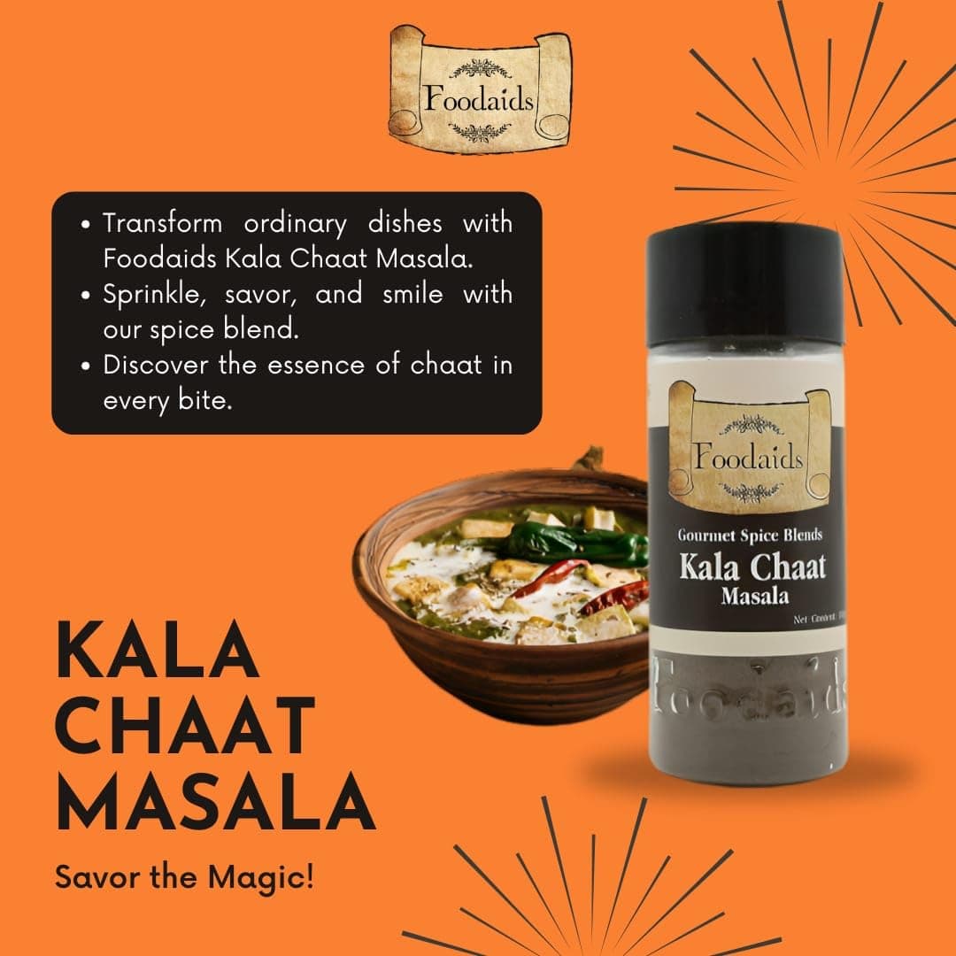 Foodaids Kala Chat Jain Masala 100 gm | Sprinkle on fruit & salads. Delhi da taste. No onion No garlic. — image 5