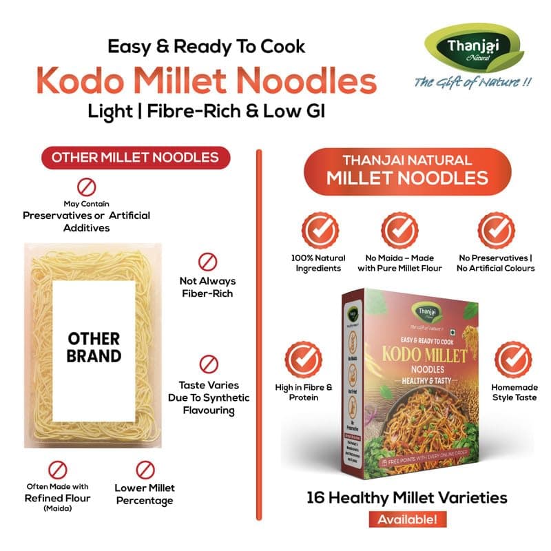 Thanjai Natural Kodo Millet Noodles 180 Grams of Homemade Natural Noodles (No Preservatives, No Chemicals, No Artificial Extract) — image 5