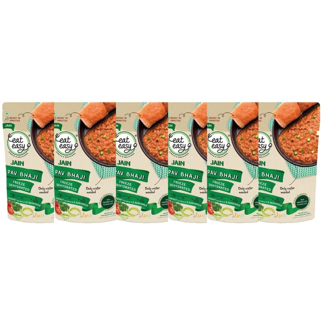 Eat Easy Ready To Eat Jain Pav Bhaji, 65gm (Pack of 6) | Just Add Water and Cook | No Onion No Garlic, Vegetarian Healthy Instant Food for Travel, Trekking, Campign | No Preservatives | No Added Artificial Colours & Flavours — image 2