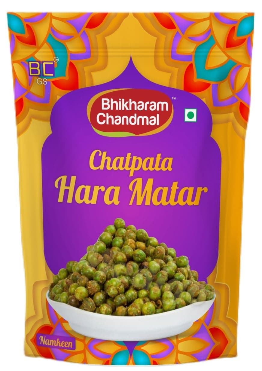 Bhikharam Chandmal's Chatpata Hara Matar I 200gms | No Onion No Garlic I 100% Roasted | Fresh from Factory | Travel - Gift Pack | Vegan Gluten-Free | Crunchy, AnyTime Snack I Ready to Eat |