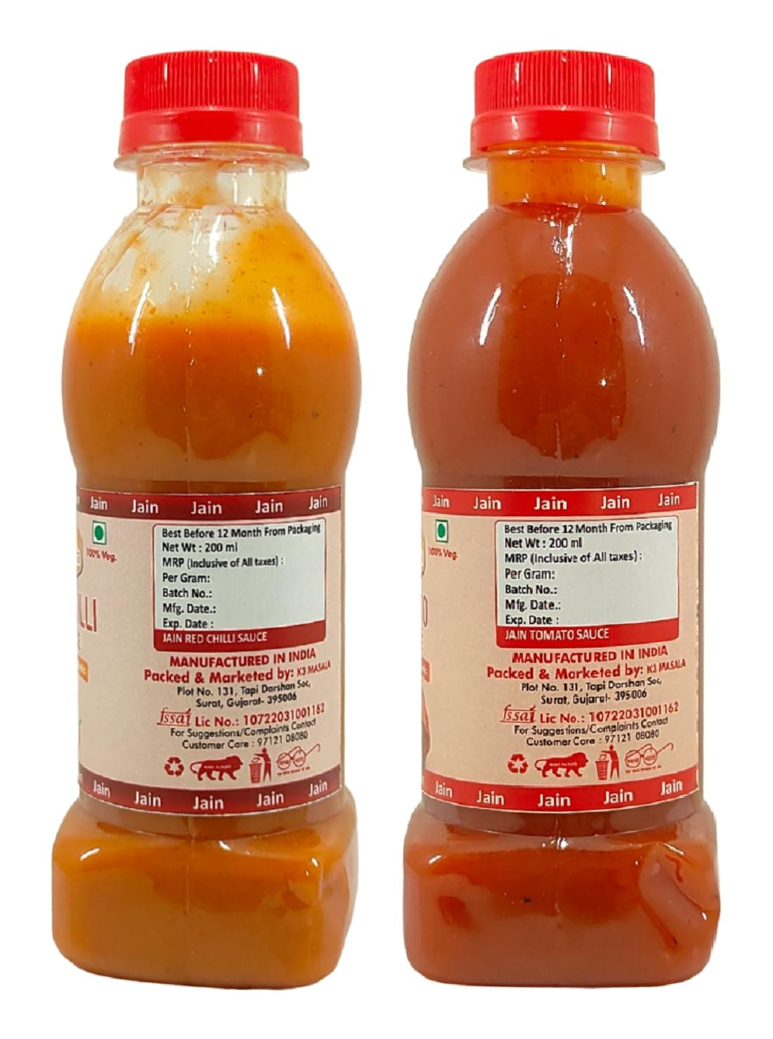 Fruvanta Jain Sauce/Catchup Combo Without Onion/garlic/Potato Tomato Sauce (200gm) and Red Chilli Sauce (200gm) (Pack of 2) — image 3