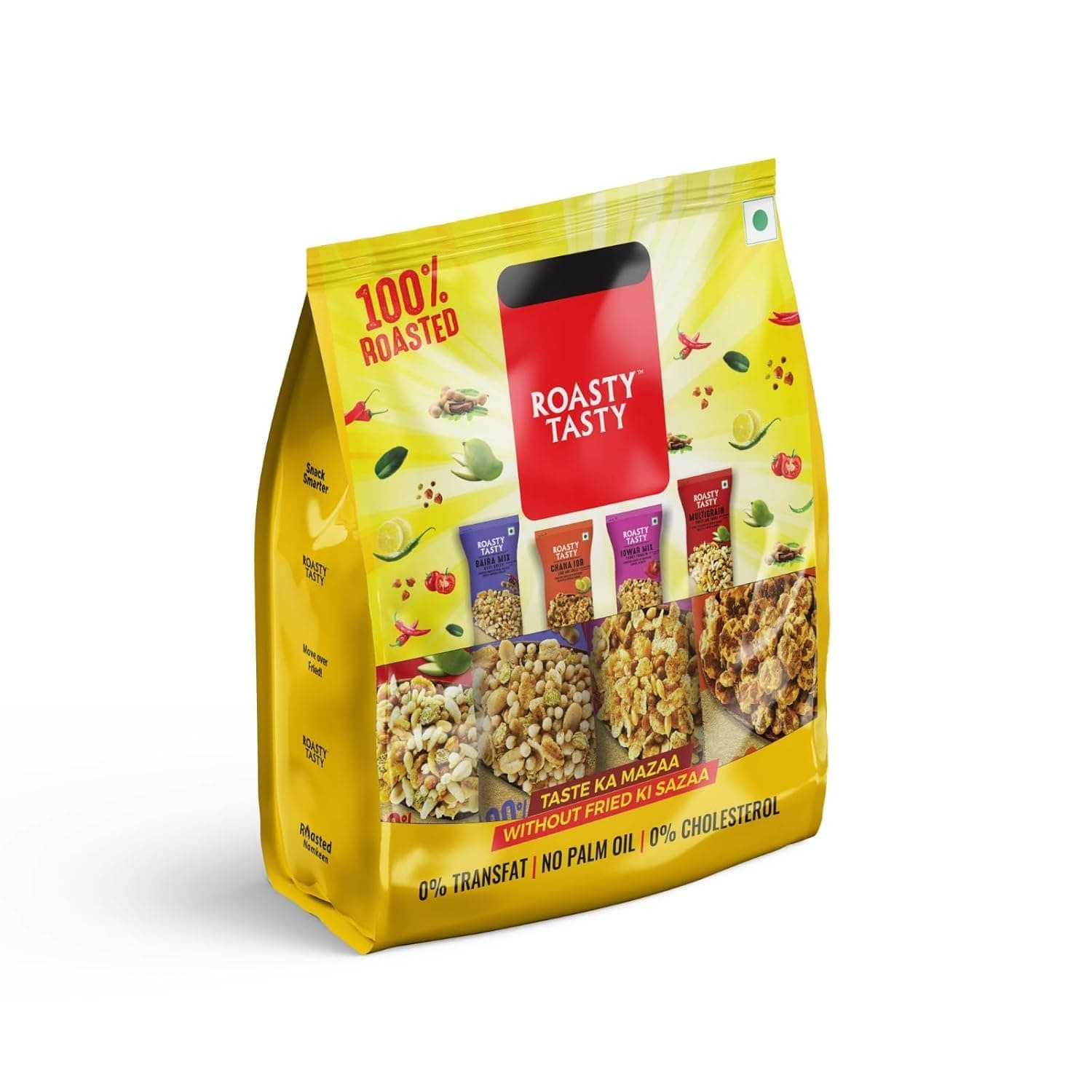 Roasty Tasty Assorted Healthy Snacks & Sweets Pack of 13 | Roasted Namkeen Snack & Millet Chikki Bar Mix | Sugar Free Chikki | Palm Oil Free Lite Namkeen | Diet Namkeen Combo for Adults | — image 4