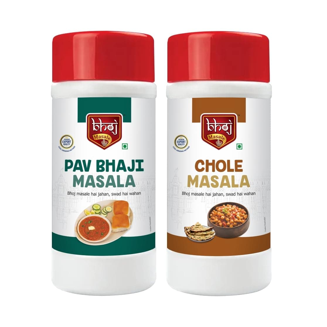 Bhoj Masale Pav bhaji And Chole Masala Powder Combo Pack Net 450GM Each Gross Total 1kg (Net 0.9kg) | Aromatic Spice for Flavorful Indian Cooking | For Flavorful Cooking | No Artificial Flavor Added | No Onion and No Garlic added (Jain Friendly) — image 2