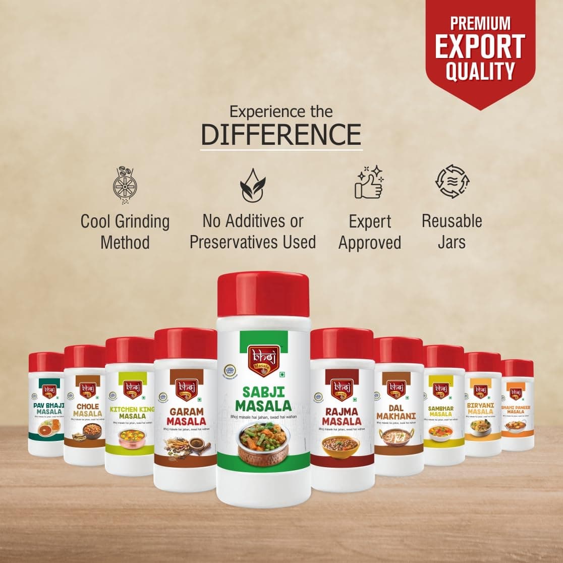 Bhoj Masale Pav bhaji, Chole, Kitchen King, Garam Masala, Sabji, Rajma, Dal Makhani, Sambhar, Biryani And Shahi Paneer Masala Powder Combo Pack Net 450GM Each | Blended Range Masale For Kitchen. No Onion and No Garlic (Jain Friendly) - Net Total 4.5 kg ( 4500 grams - 450g x 10 ) — image 4