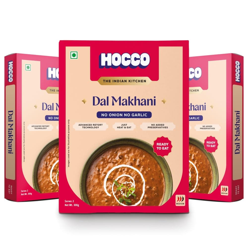 HOCCO Ready to Eat Jain Dal Makhani | Just Heat & Eat | Jain Instant Food | Ready to Cook | Just Add Hot Water & Meal Ready in 5 Mins | Microwaveable | Serves 2-300g Each (Pack of 3) — image 2