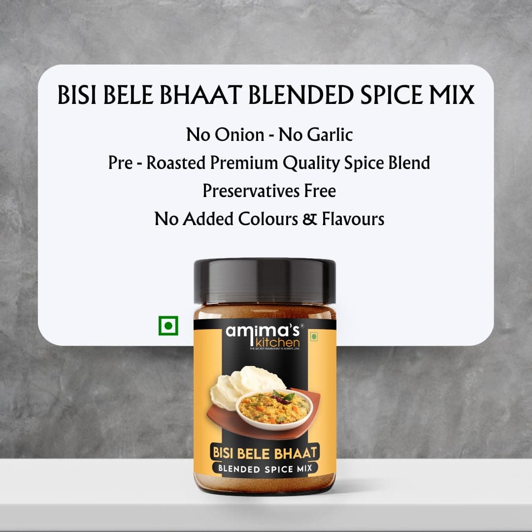 Amima's Kitchen Combo Of Bisi Bele Bhaat + Chettinad Rasam Jain Spice Mix (No Onion No Garlic) – 100 Grams (Pack of 2) | Blended Spice Mix | For Healthy and Delicious Cooking | No Synthetic Flavour & Color | Ready Masala Powder — image 5