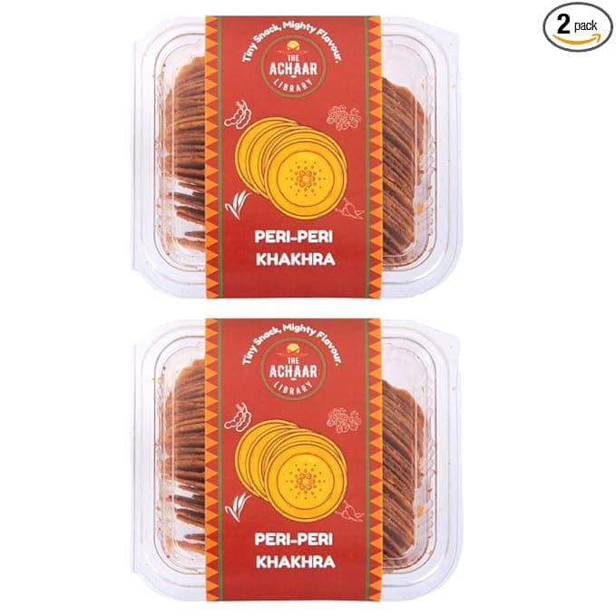 Peri Peri Mini Khakhra by The Achaar Library | Whole Wheat Crisps | Bite-Sized | Pack of 2 (180g*2)