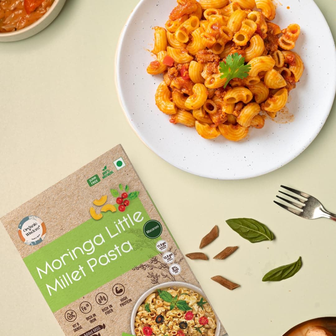 Organic Wisdom-Back to Roots Moringa Little Millet Macaroni, 180 g | Millet Pasta | No Maida, No MSG, No Refined Oil |Rich in Vitamin B & Antioxidants | No Maida, No MSG — image 4