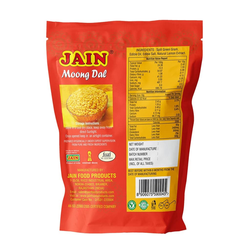 JAIN Moong Dal, Size - 360g, Zipper Packing, Super-Crunchy & Fresh Roasted Moong Lentil Namkeen with Crisp Texture, Protein-Rich, Low-Oil, Ready-to-Eat Snack — image 2