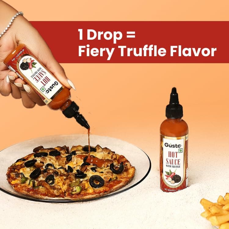 Gusto Foods Truffle Hot Sauce - 120 grams | Spicy Hot Pepper Blend Infused with Luxurious Truffle Flavor | Vegan & Gluten-Free | Elevate Your Dishes with Gourmet Flavor — image 6