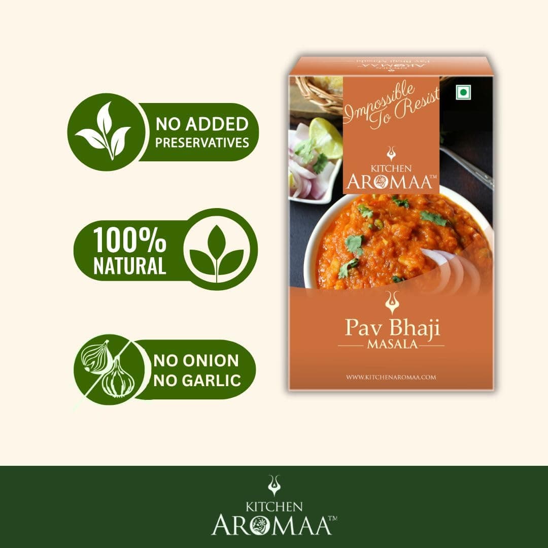 Kitchen Aromaa Jain Pav bhaji Masala powder, No Onion - No Garlic, 200 gm (Pack of 2) | Zero added Colours, Fillers, Additives & Preservatives — image 3