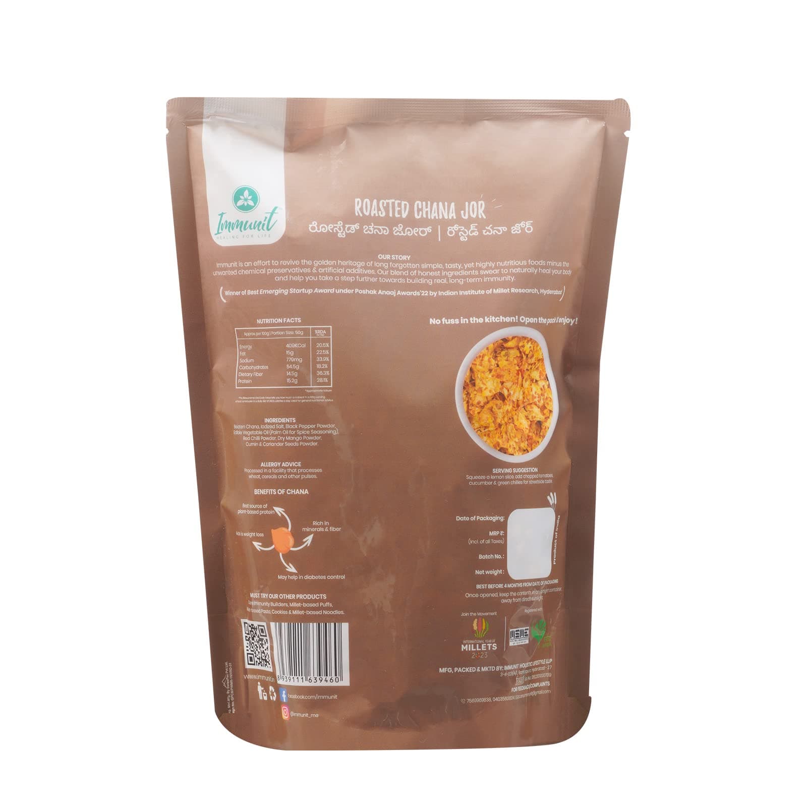 Immunit Gluten Free, Low Fat Roasted Chana Jor | Healthy & tasty office/party snack, No Preservatives, 150 Grams — image 5