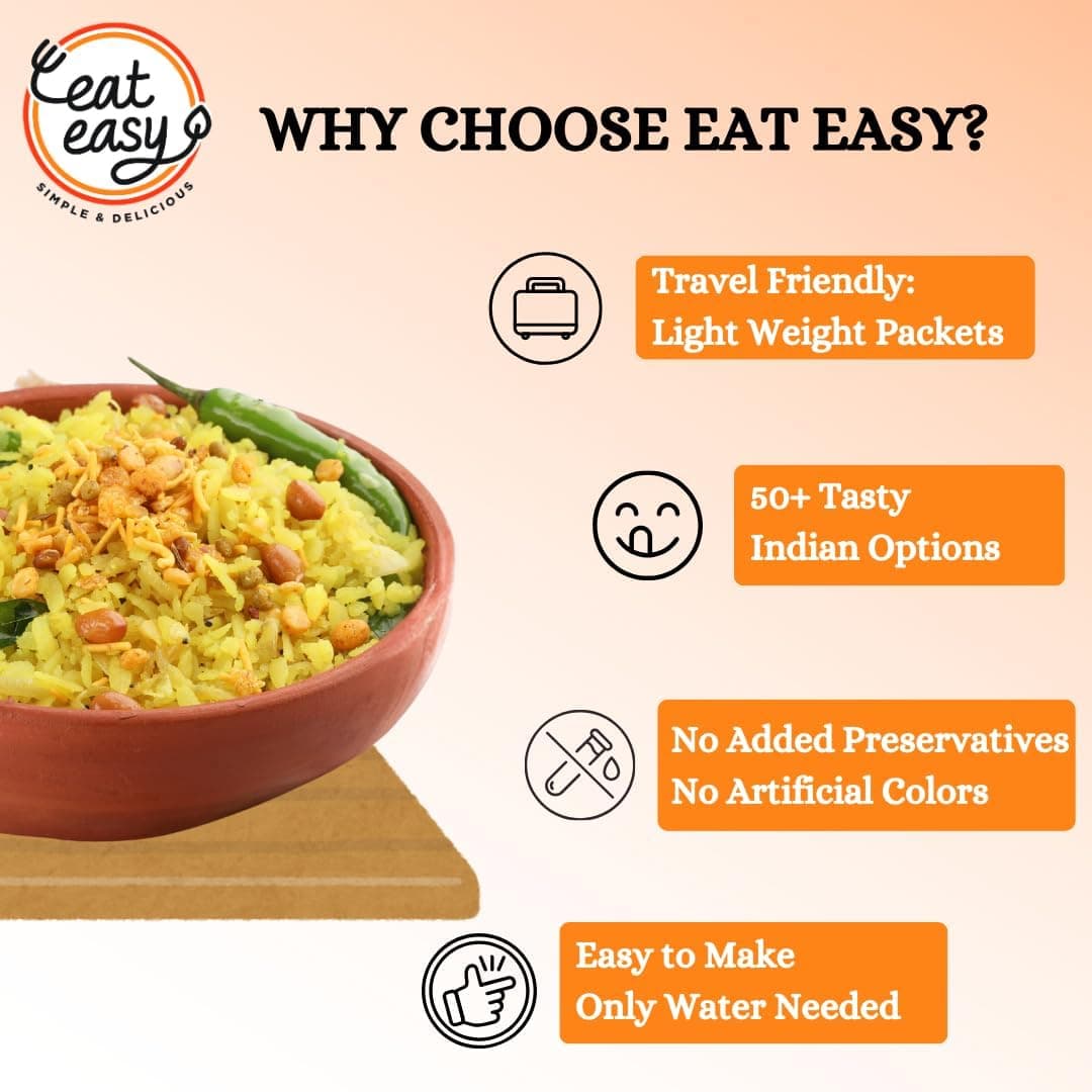 Eat Easy Ready To Eat Jain Poha- 100gm | Just Add Water and Cook | Freeze Dehydrated Instant Healthy & Delicious Poha for Travel, Hostel, Trekking, Camping, Hiking | No Onion, No Garlic, No Preservatives — image 4